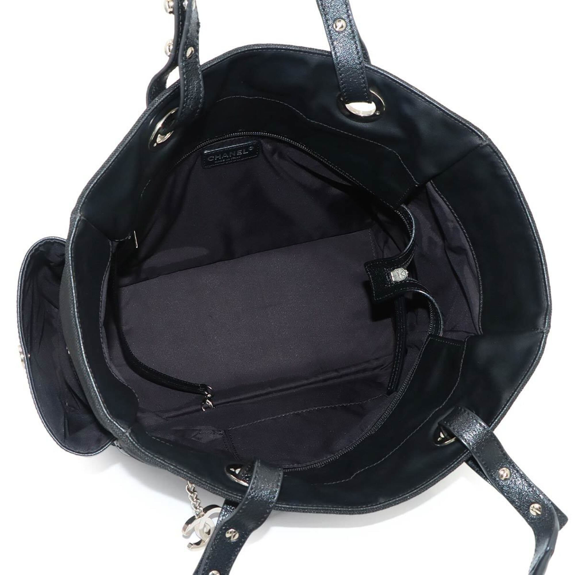 Chanel Paris Biarritz GM Tote Handbag, Nylon Leather, Black, A34210 — Like New