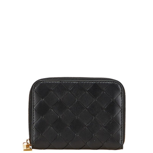 Bottega Veneta Intrecciato Wallet/Coin Case Compact Wallet Black Leather Women's BOTTEGA VENETA