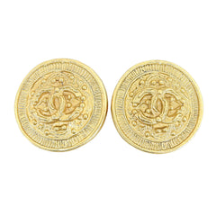 CHANEL Vintage 94A GP Coco Mark Round Earrings (Pair) - Gold Made in France Women's Comes with Box — Like New