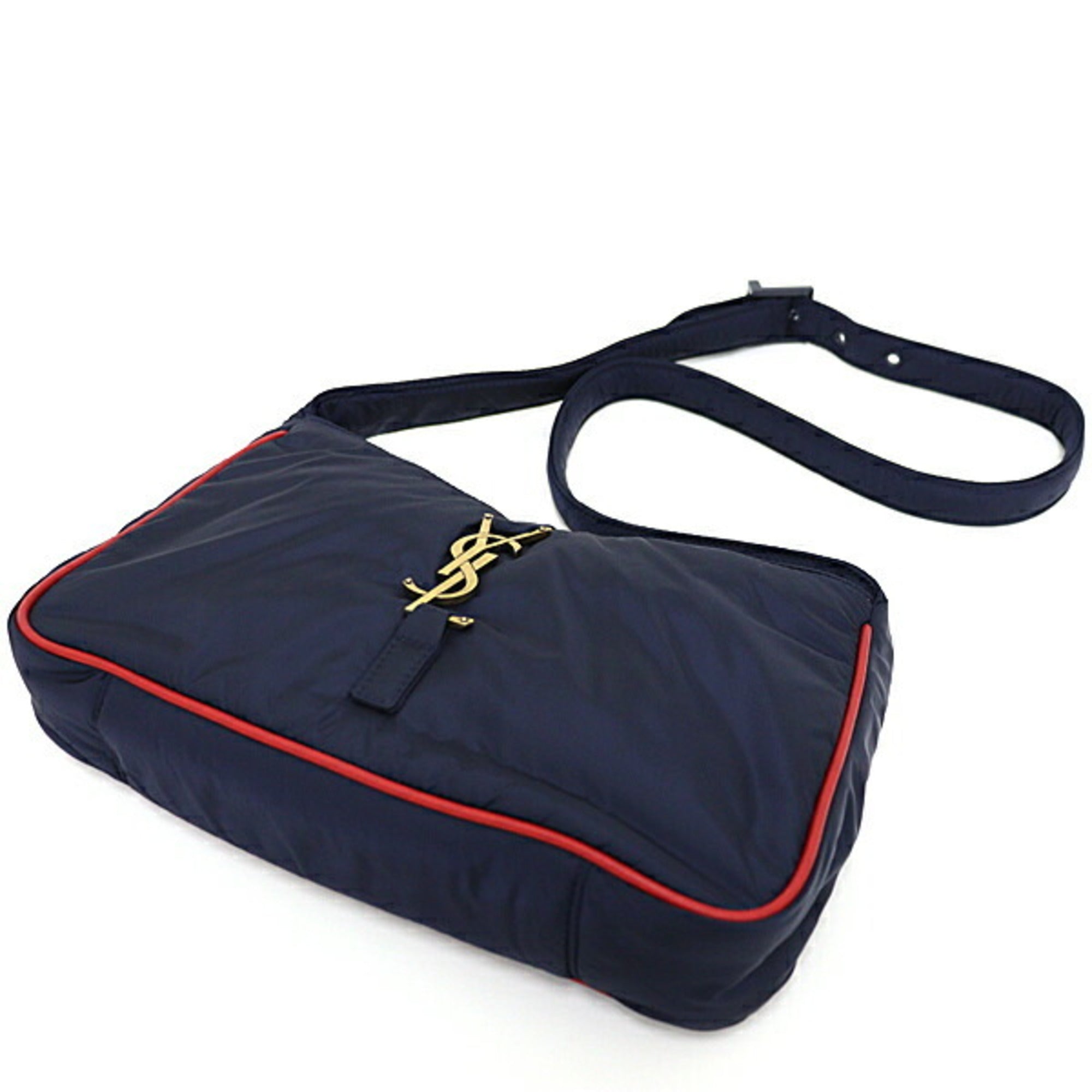 Saint Laurent Le Cin Cassette Shoulder Bag Eco Nylon Navy/Red 733294 YSL — Like New