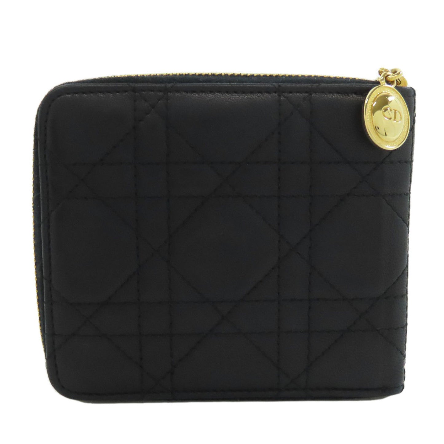 Christian Dior Cannage Bi-fold Wallet Lambskin Women's CHRISTIAN DIOR