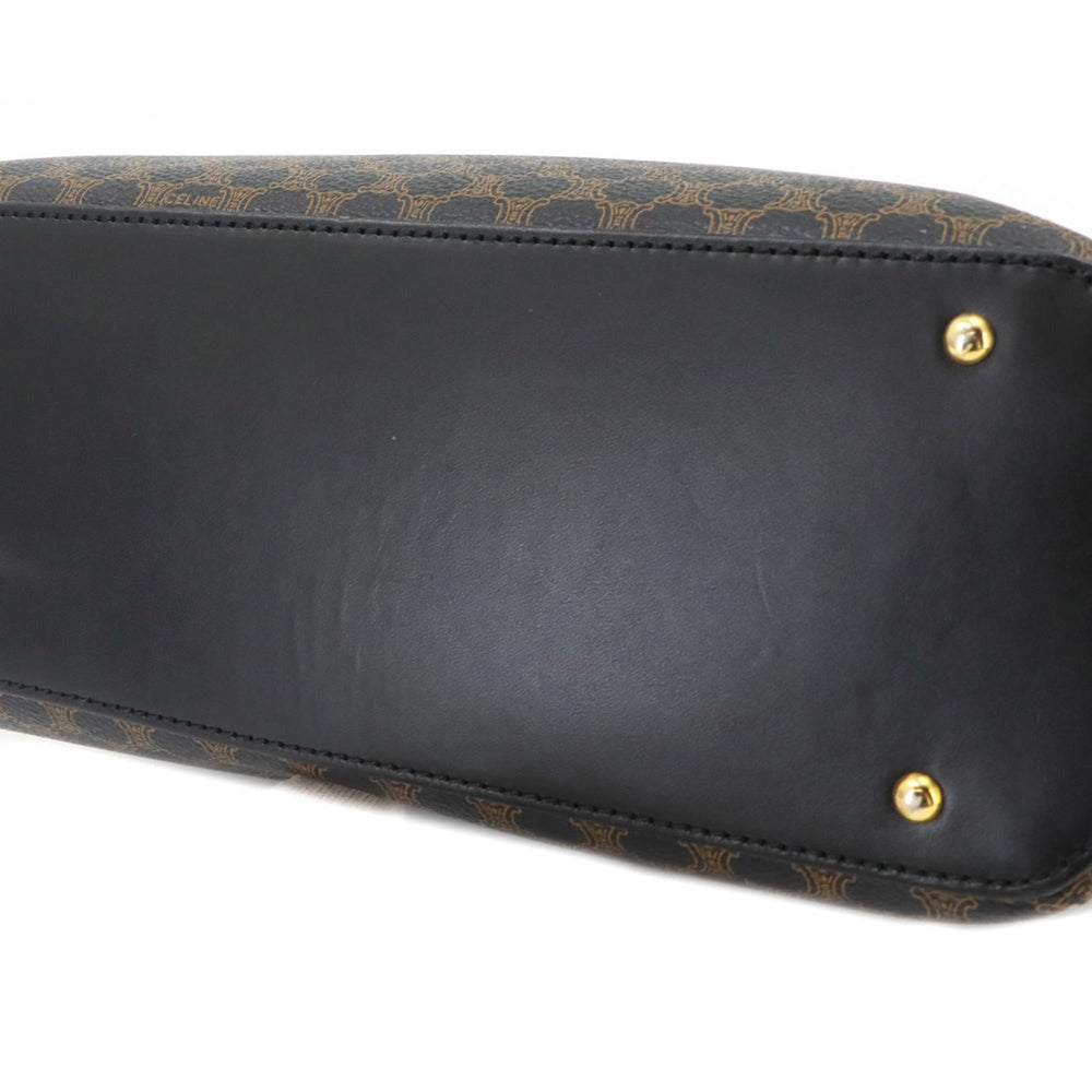 Celine Macadam Handbag, Leather, Black/Brown, Gold Hardware — Like New