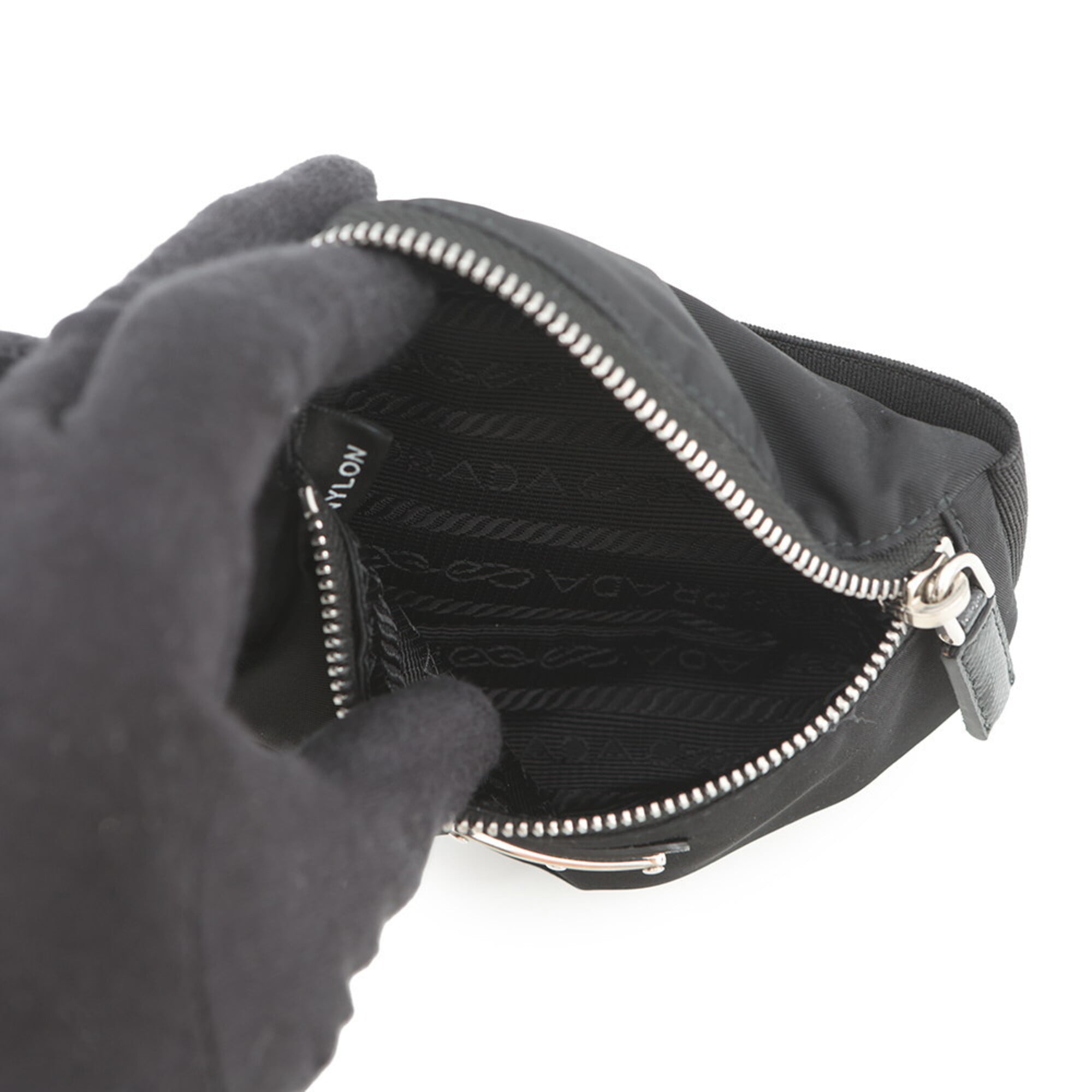 Prada Handbag Pouch Re-Nylon Triangle Wristband Nylon 2TT095 PRADA Mini Black — Like New