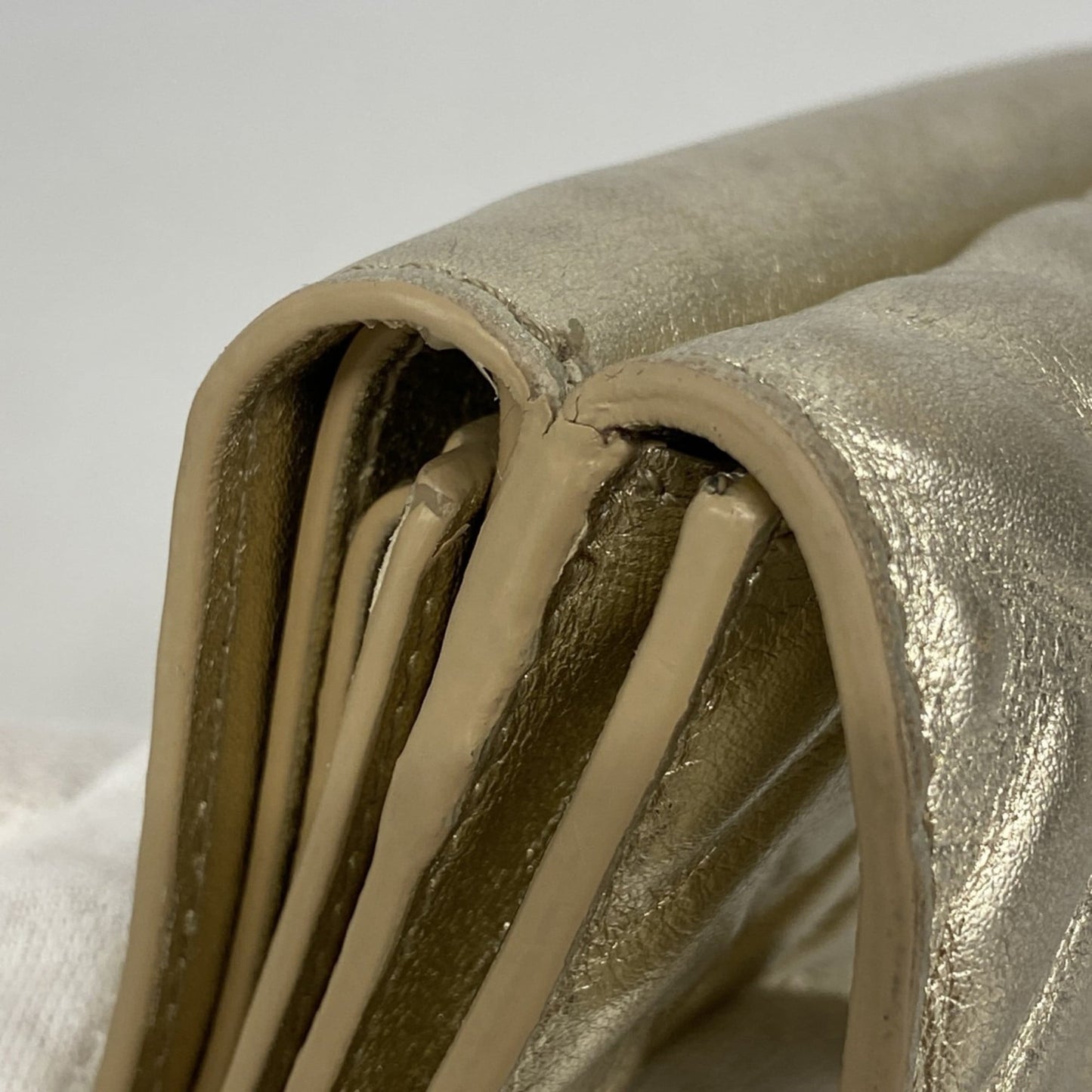 Fendi Tri-fold Wallet Leather Gold Women's