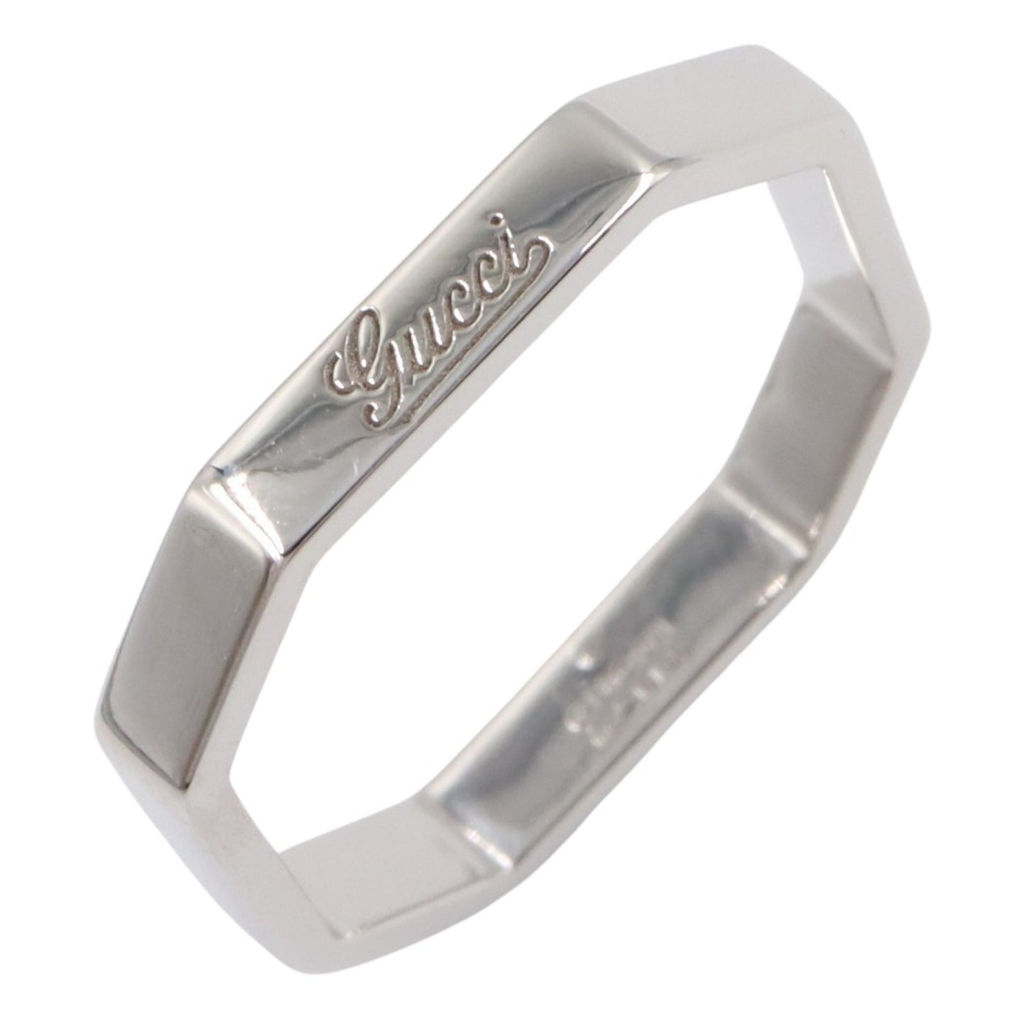 Gucci Octagon Ring, 18K White Gold (K18WG) for Women, Silver