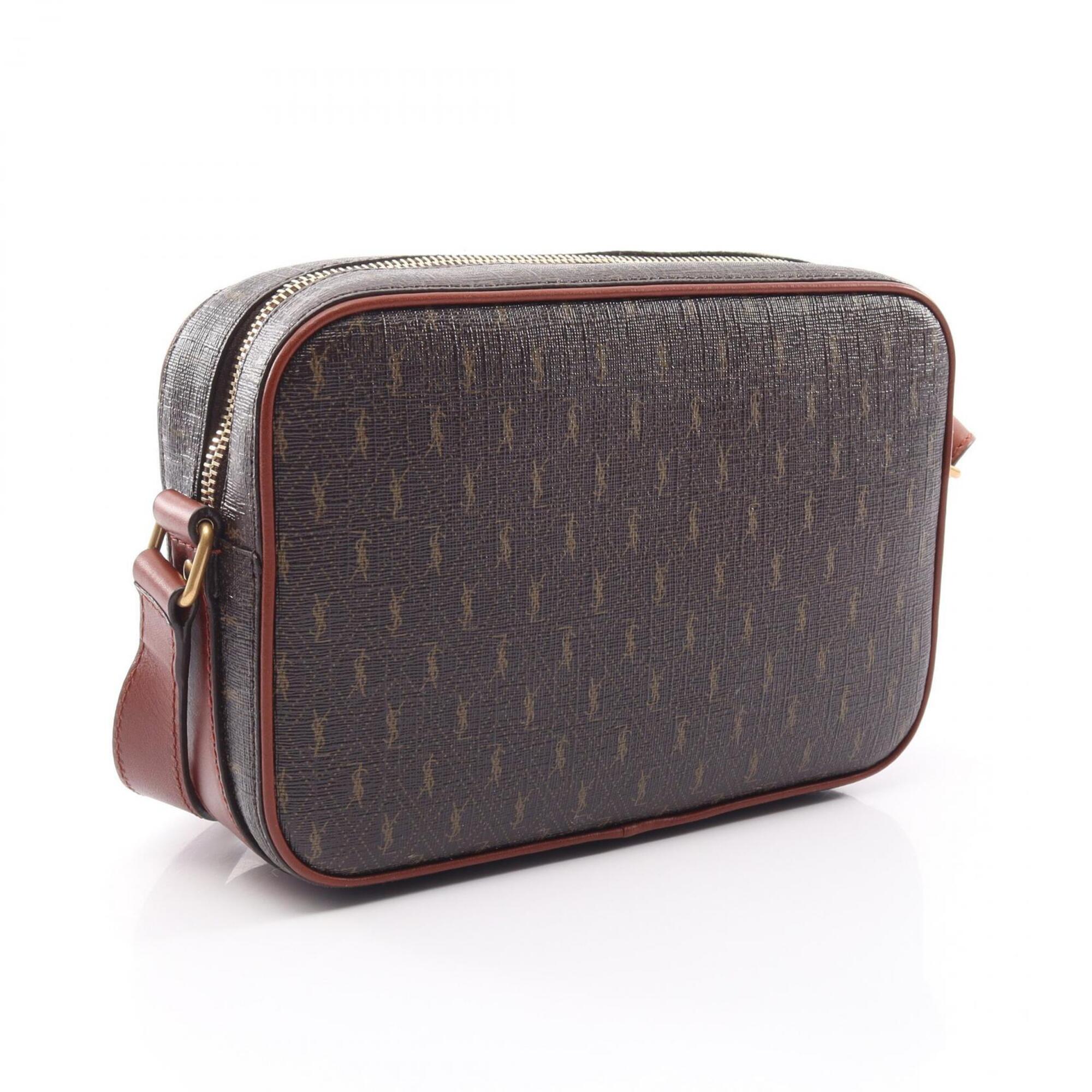 Yves Saint Laurent Saint Laurent Paris Monogram Camera Bag, Shoulder Handbag, Coated Canvas, Leather, Women's, Brown, 669957 — New - Store Return