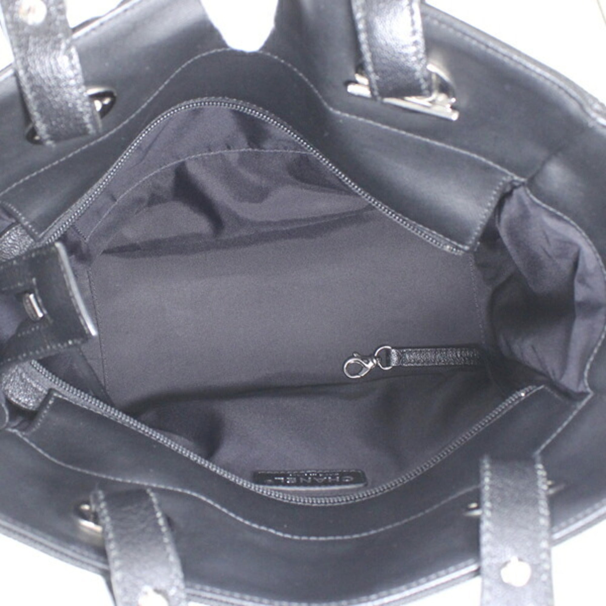 CHANEL Paris Biarritz Tote PM Black PVC Nylon Leather Bag Coco Mark A34208 T6222 — Like New