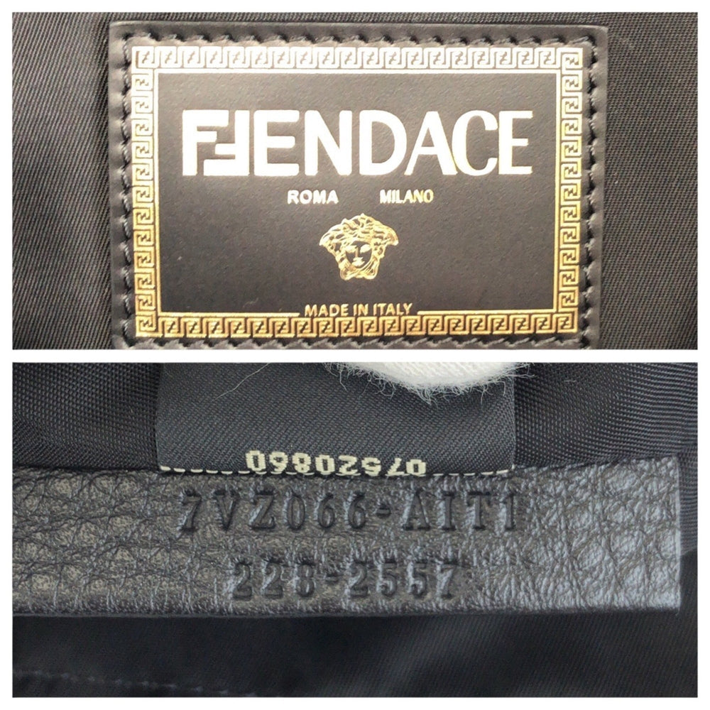FENDI x VERSACE Backpack (7VZ066) - Black, Brown, Yellow, Gold Hardware, Nylon, Women's — Like New