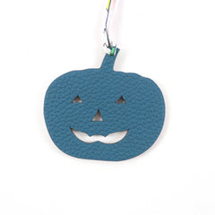 HERMES Petit H Charm, Blue Green Togo Leather, Pumpkin Pattern, Made in France, Women's Bag Charm — Like New