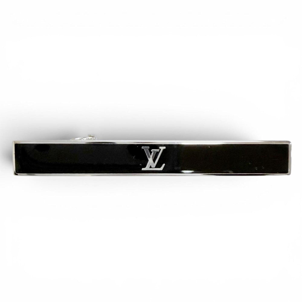 LOUIS VUITTON M00913 LV AWARD Tie Bar/Tie Clip, Black/Silver, Made in Italy, Men's, Comes with Box and Dust Bag, Business Use, Highly Recommended ◎ — Like New