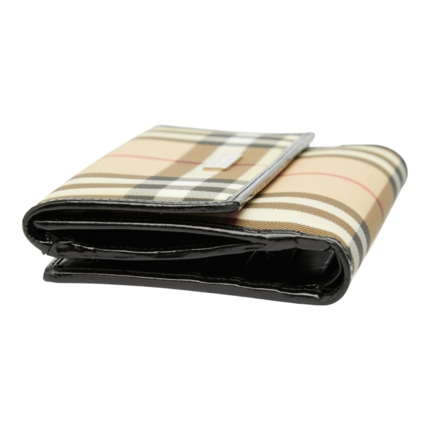 Burberry Nova Check Bifold Wallet in Beige and Black Leather, Women's