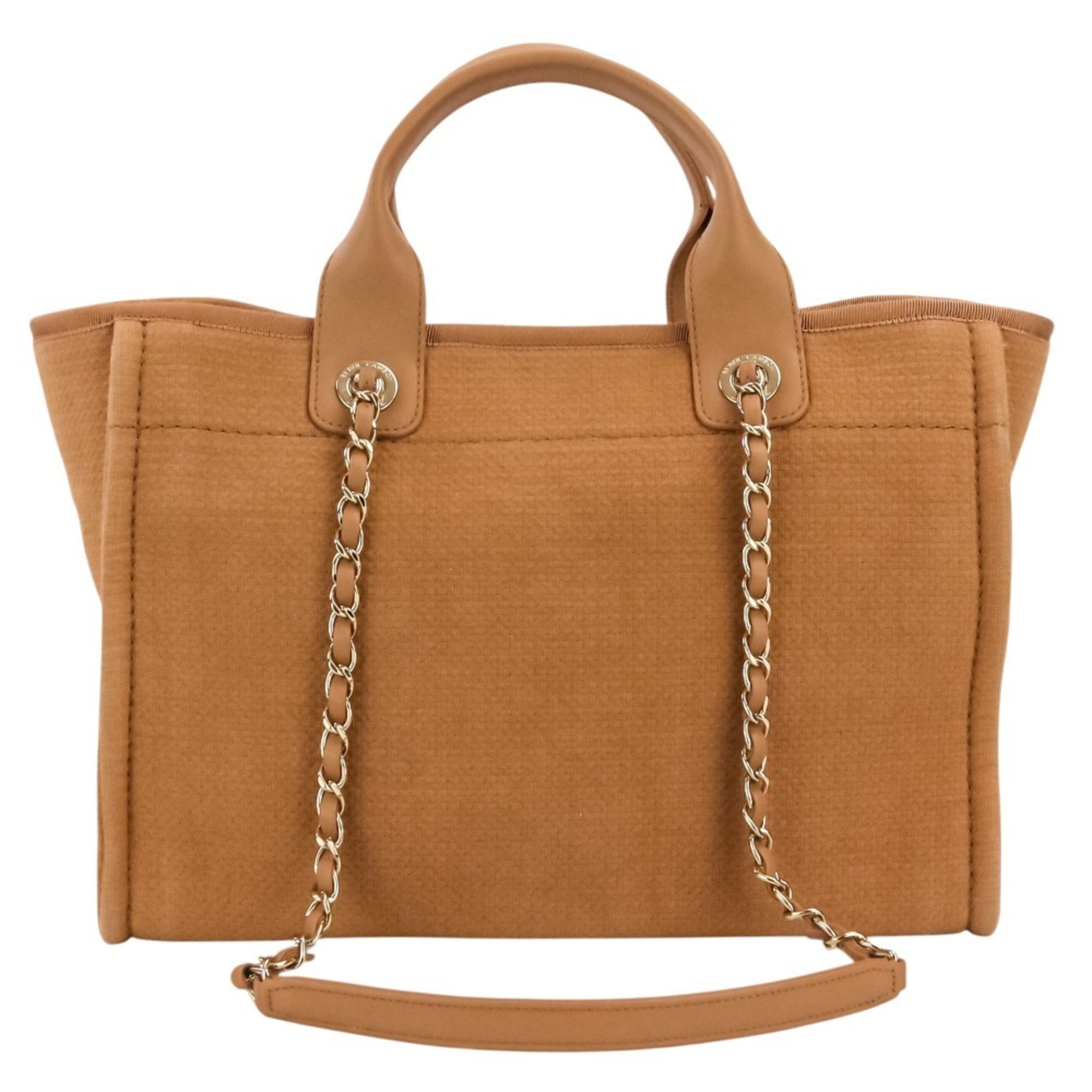 CHANEL Deauville MM Tote Bag, Chain Shoulder Handbag with Pouch, A67001 Pink Beige, Women's — Like New