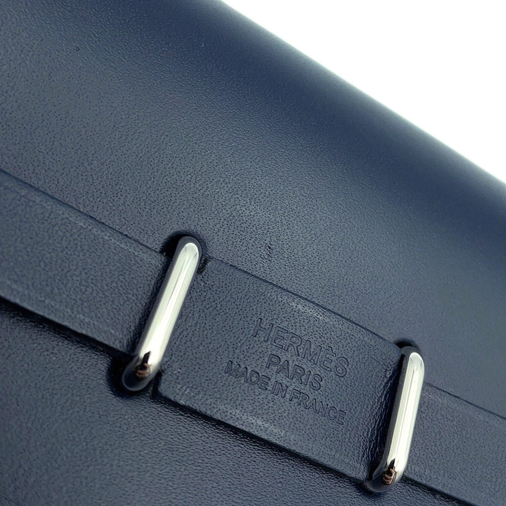 Hermes Shoulder Bag Herbag Zip Mini Black Blue Indigo Toile Military Vache Hunter K Stamp Handbag HERMES — Like New