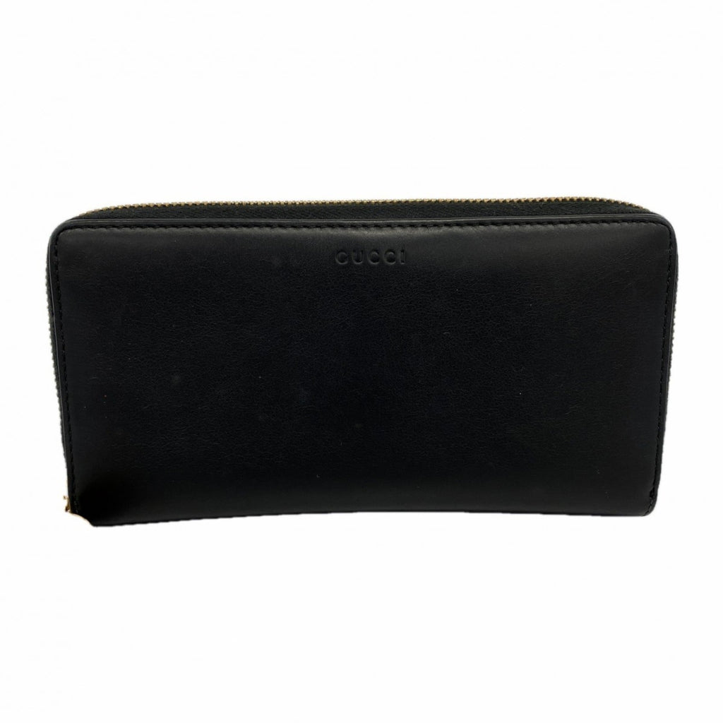 Gucci Bamboo Long Wallet 453158 Leather Black Women's