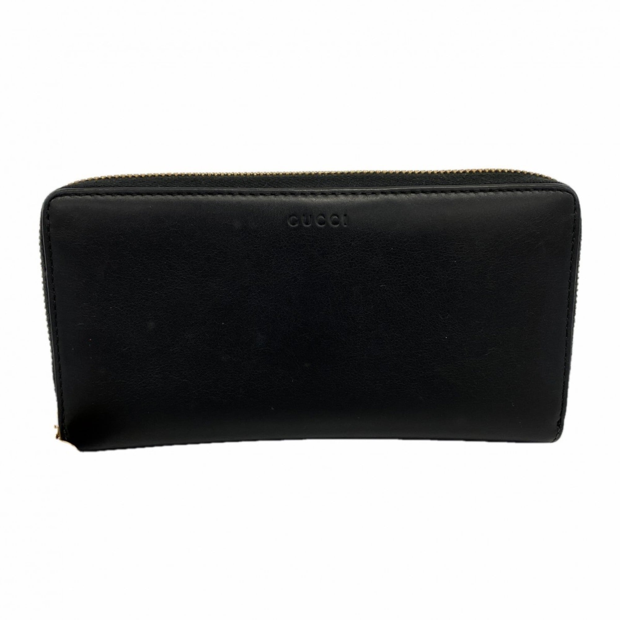 Gucci Bamboo Long Wallet 453158 Leather Black Women's