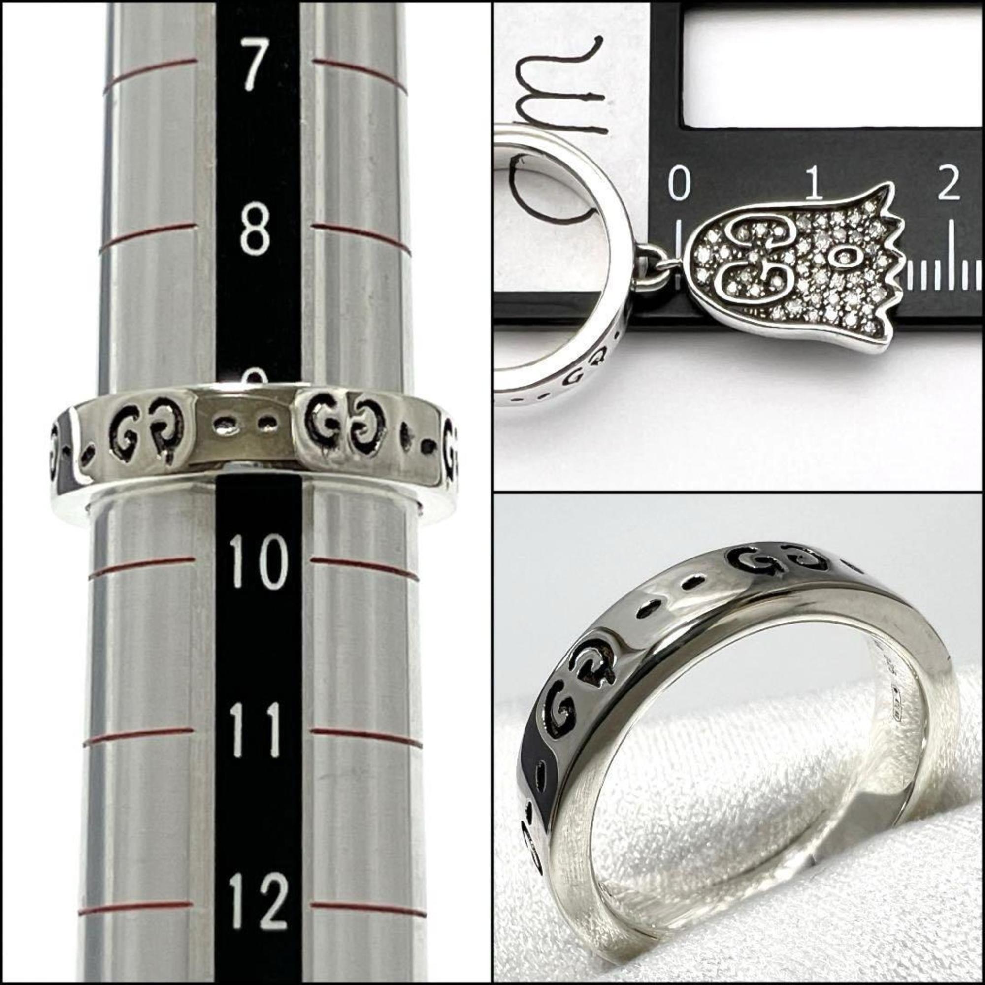 GUCCI Women's Ghost Pave Diamond Ring in Silver 925 — Like New