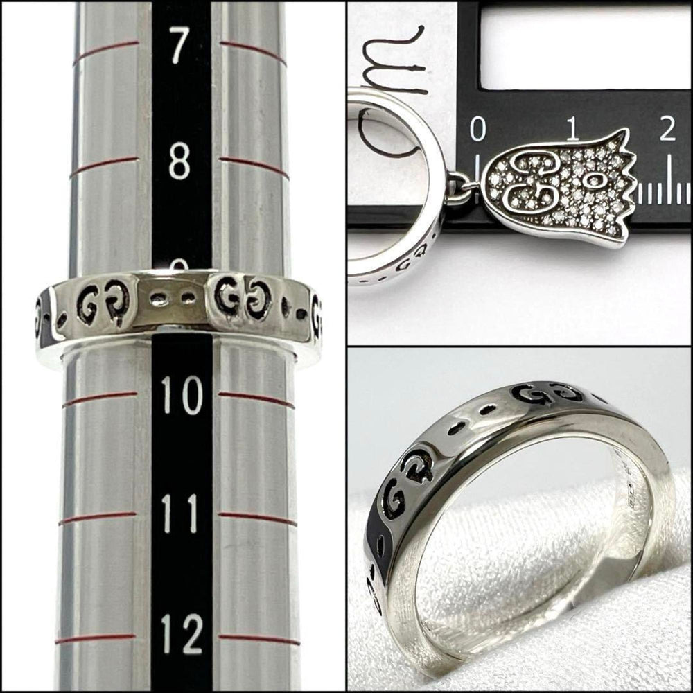 GUCCI Women's Ghost Pave Diamond Ring in Silver 925 — Like New