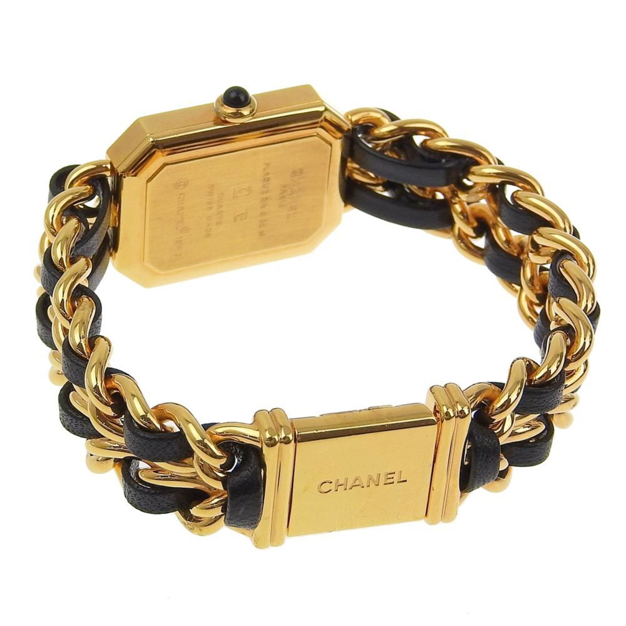 Chanel CHANEL Premiere S Watch H0001 Gold-plated x Leather Quartz Analog Display Black Dial Ladies — Very Good