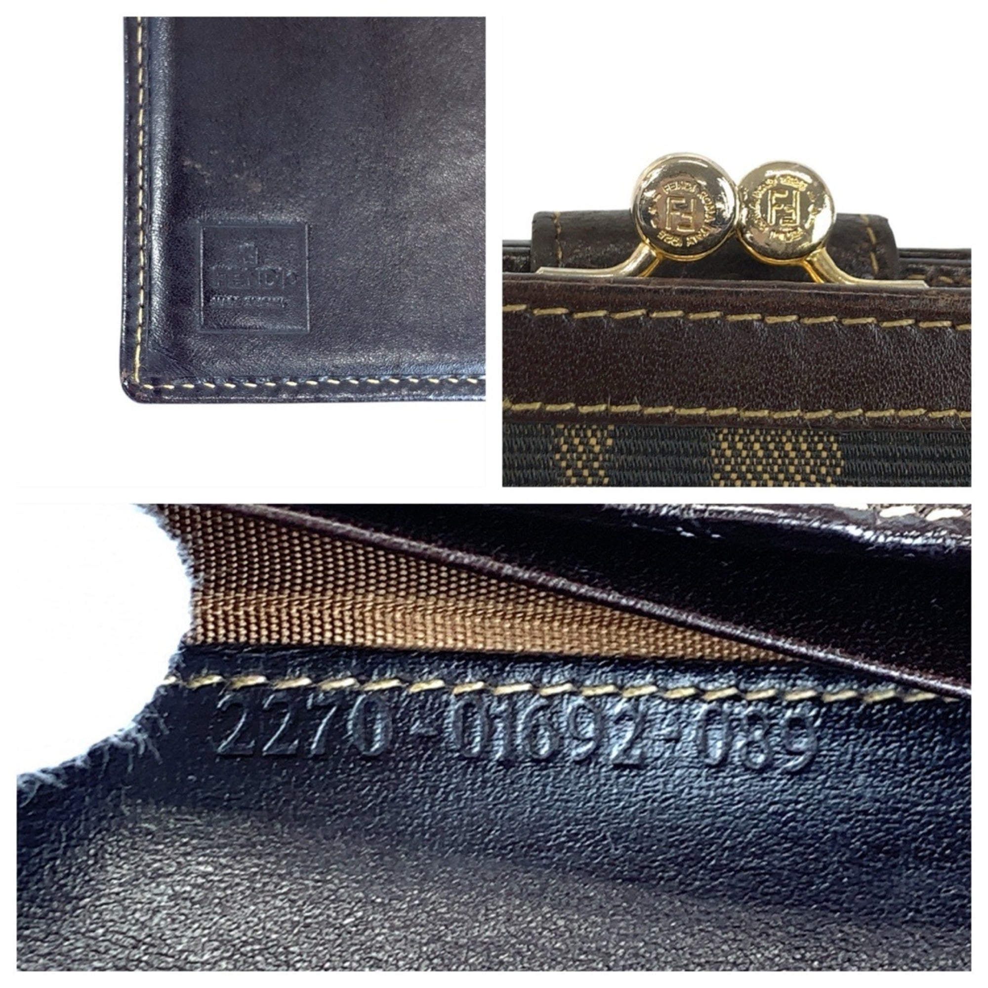 FENDI Zucca purse, brown canvas and leather with gold hardware, 2270 01692 089, compact wallet for women