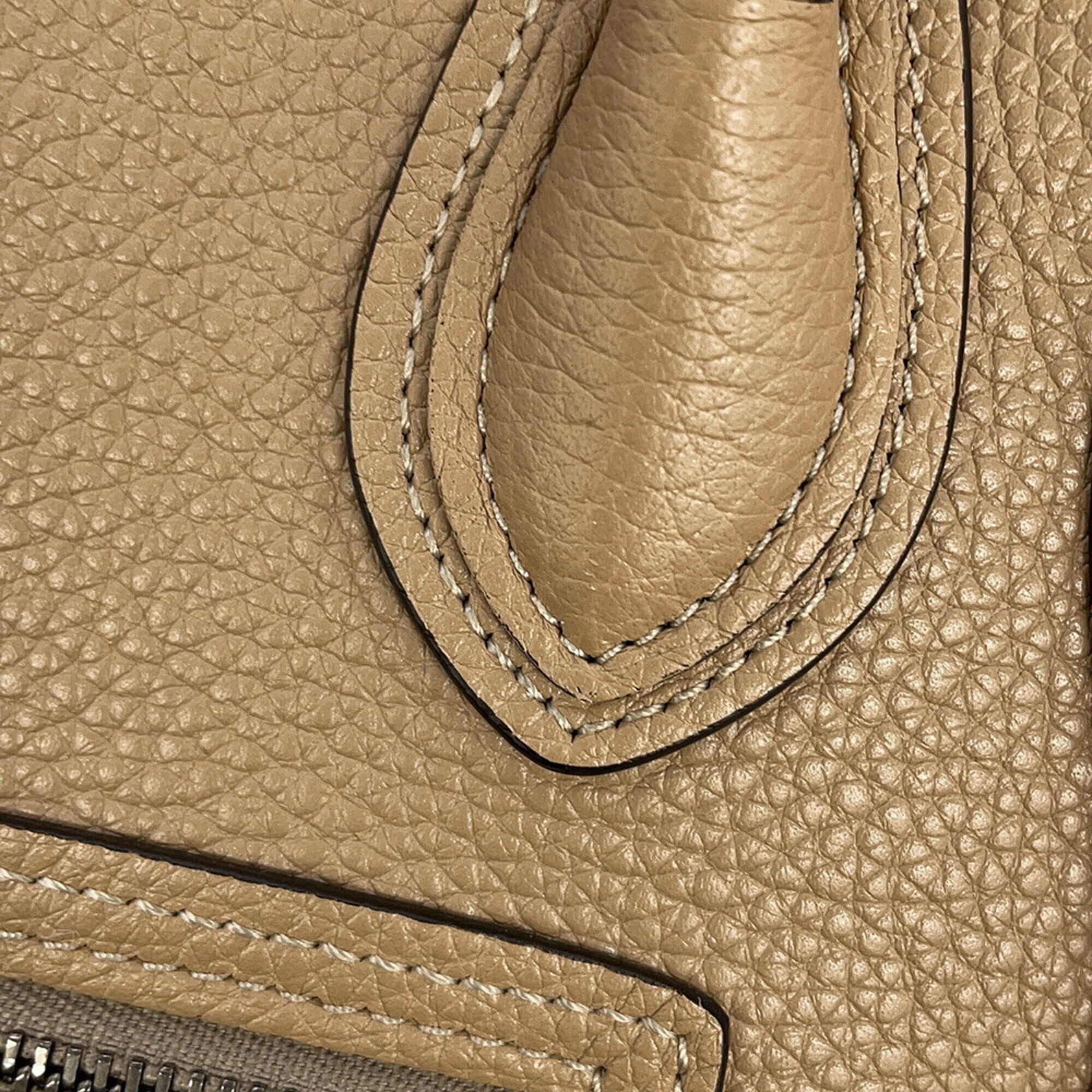 Celine handbag, Luggage Nano Shopper, leather, 189243, CELINE 2-way, beige — Like New