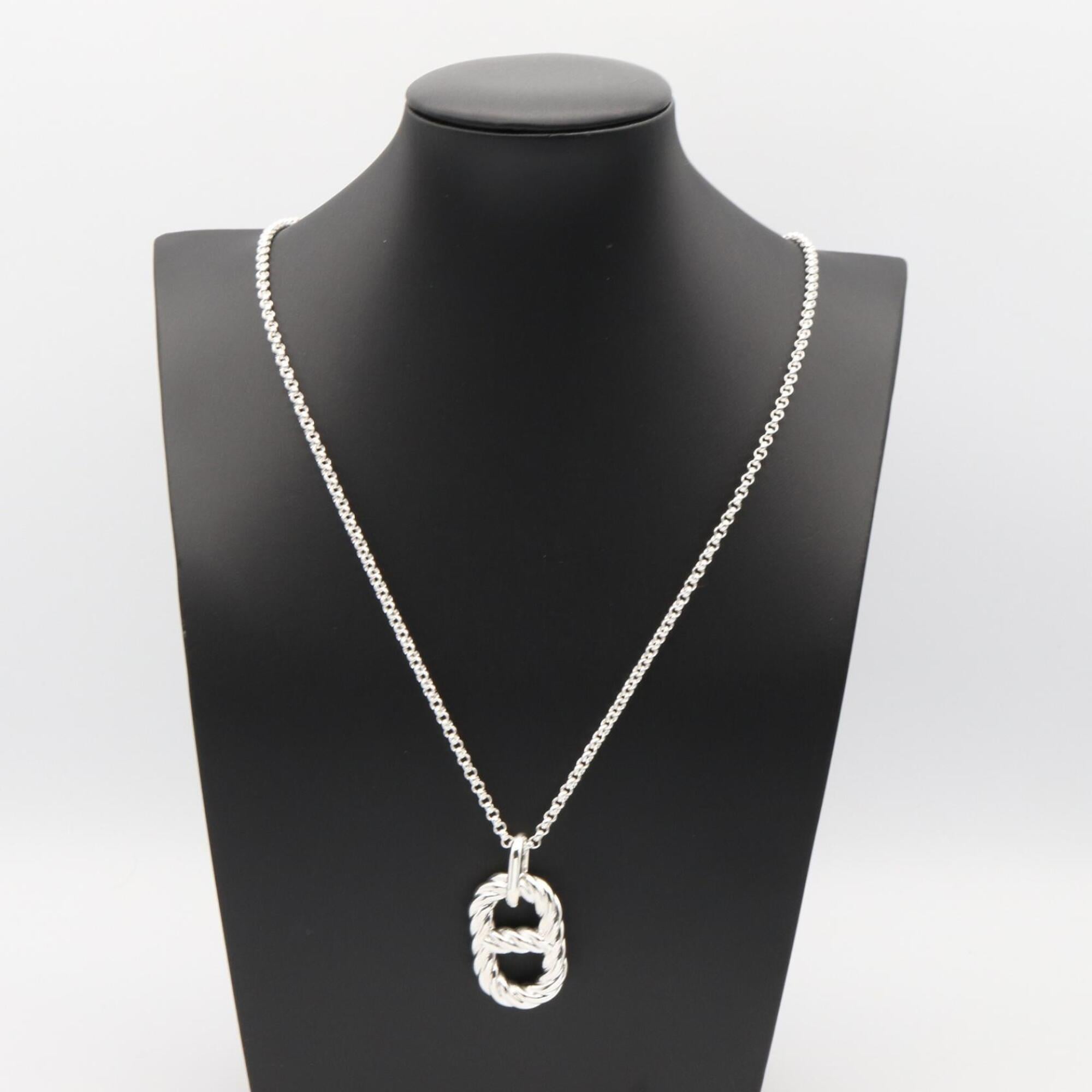Hermes Chaine d'Ancre Area II Twist GM Necklace, Sterling Silver 925, Men's and Women's, Tone — New - Store Return