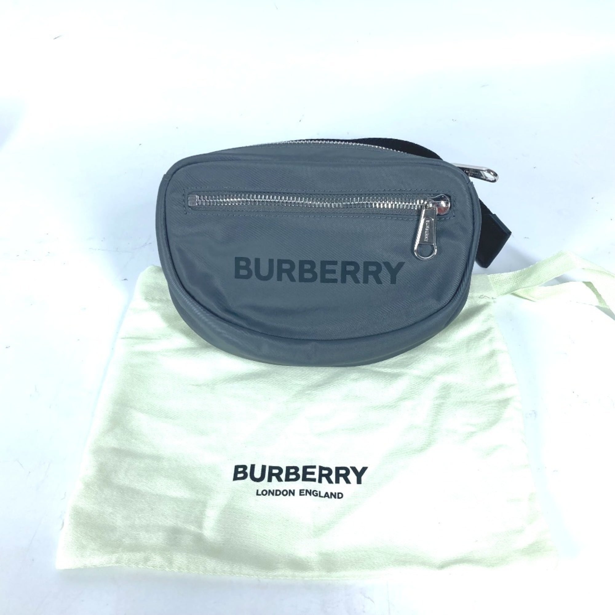 BURBERRY 8052888 Cross Belt Bag Waist Pouch Body Nylon Men's Grey — New - Store Return