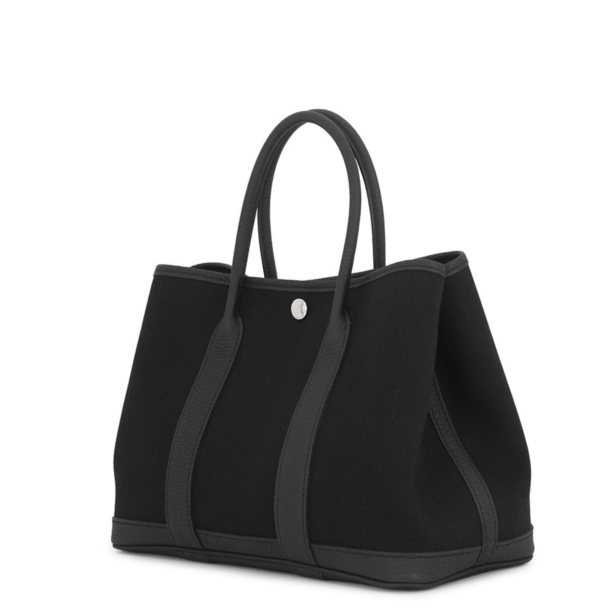 Hermes Garden TPM Tote Bag, Black Toile Chevron Negonda, C Stamp, Black, Garden, Handbag, Women's HERMES — Like New
