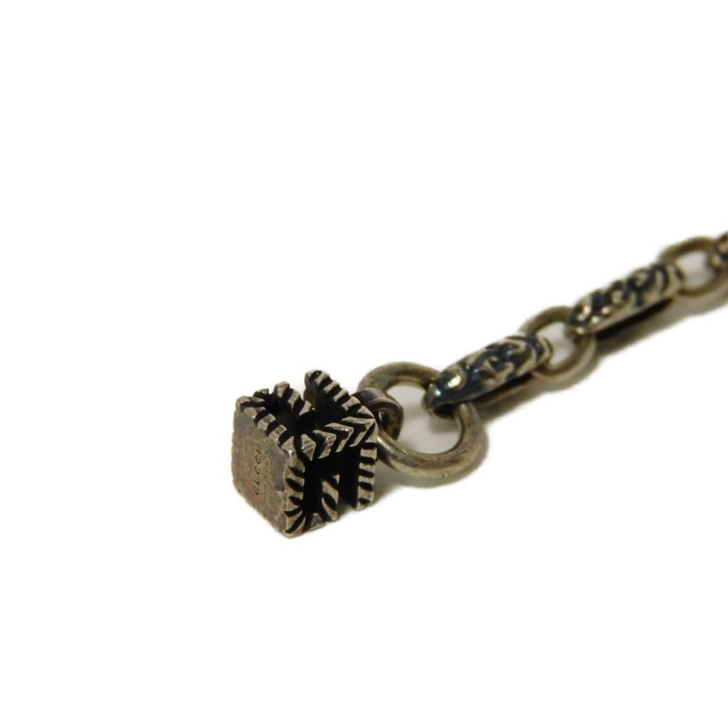 Gucci G Cube Crystal 17 Square Bracelet with Smoked Finish, Rhinestones, and Arabesque Design in Ag925 (550888 J7863 8192) for Women