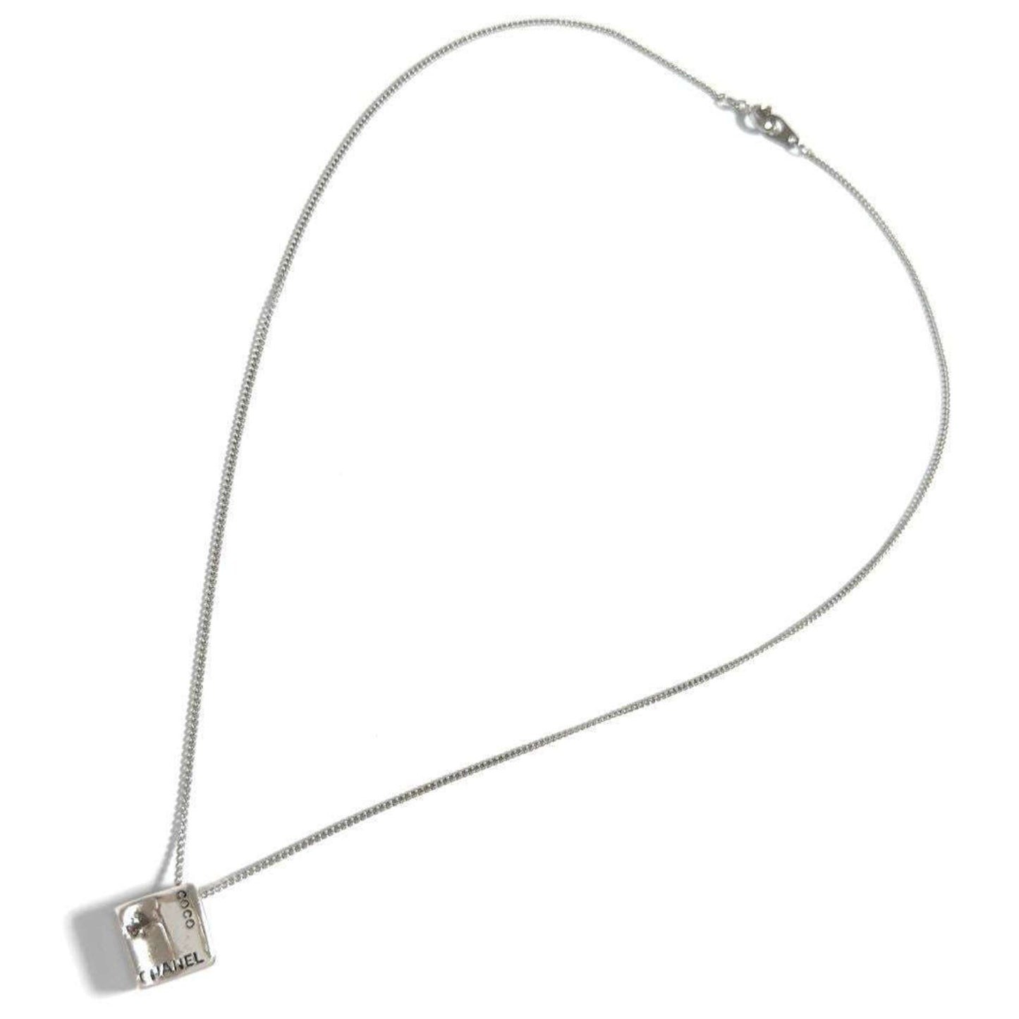 Chanel Pendant Necklace Silver Coco Camellia Reversible