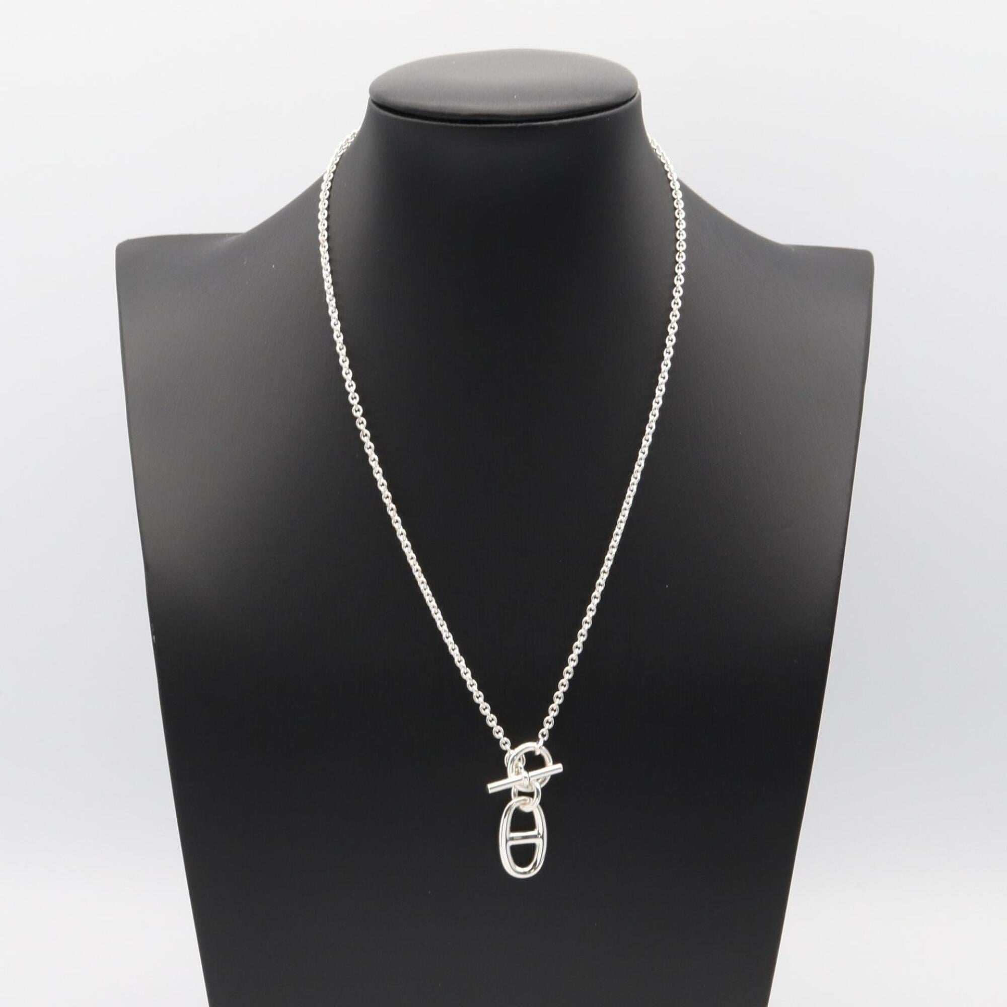 Hermes Chaine d'Ancre Amulette Necklace, Sterling Silver 925, Tone, 9.8g — Like New