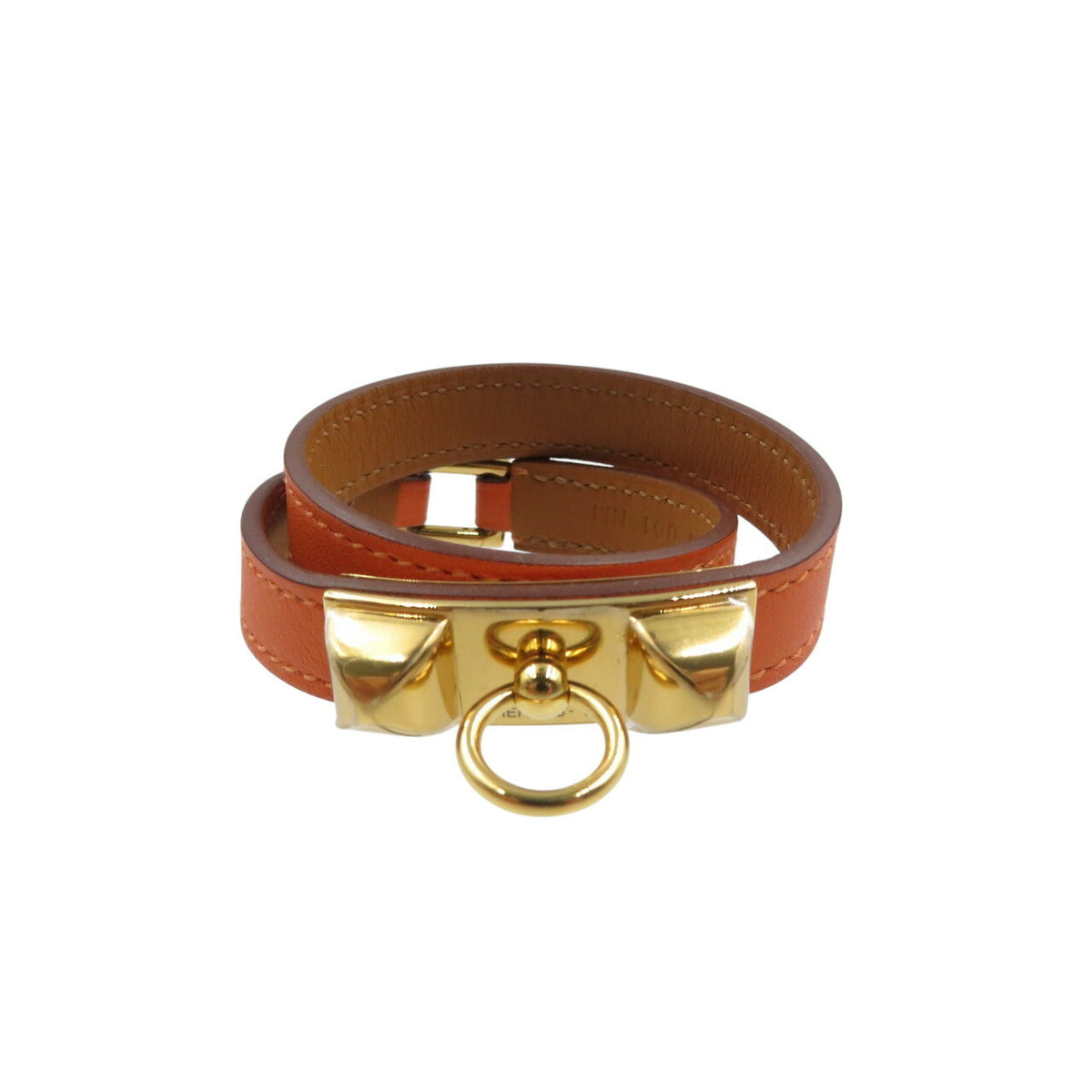 Hermes Rival Double Tour U Stamped Swift Leather Orange Strand Bracelet 1342HERMES — New - Store Return