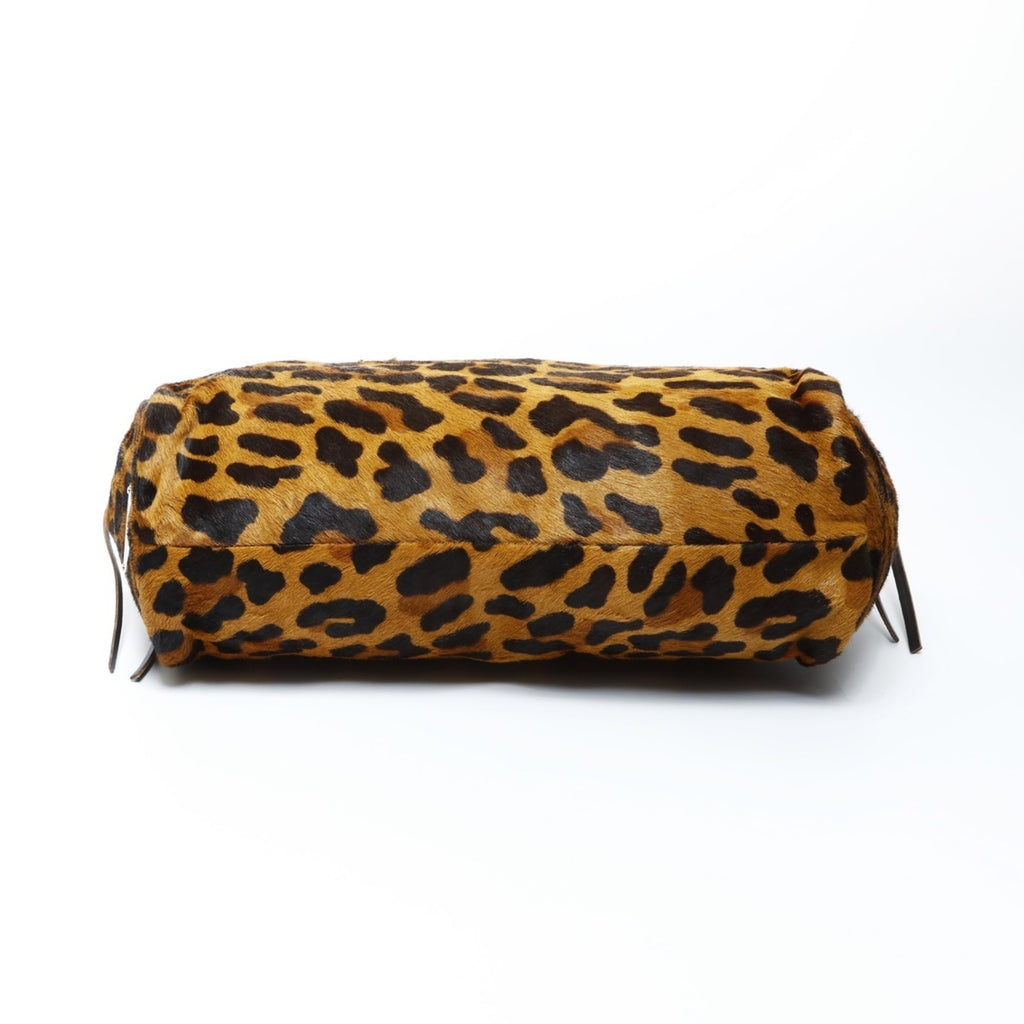 Prada pony leopard print handbag in brown