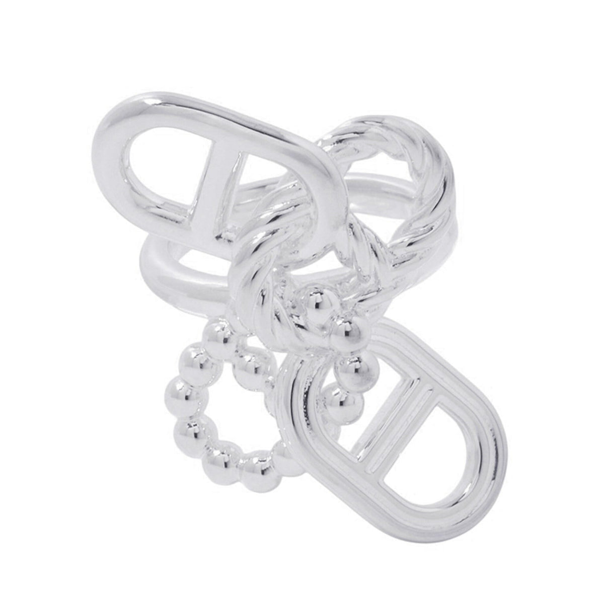 Hermes Chaine d'Ancre A II Multi-Link Ring, SV925 Silver, Ring Size 52. (HERMES ring) — Like New
