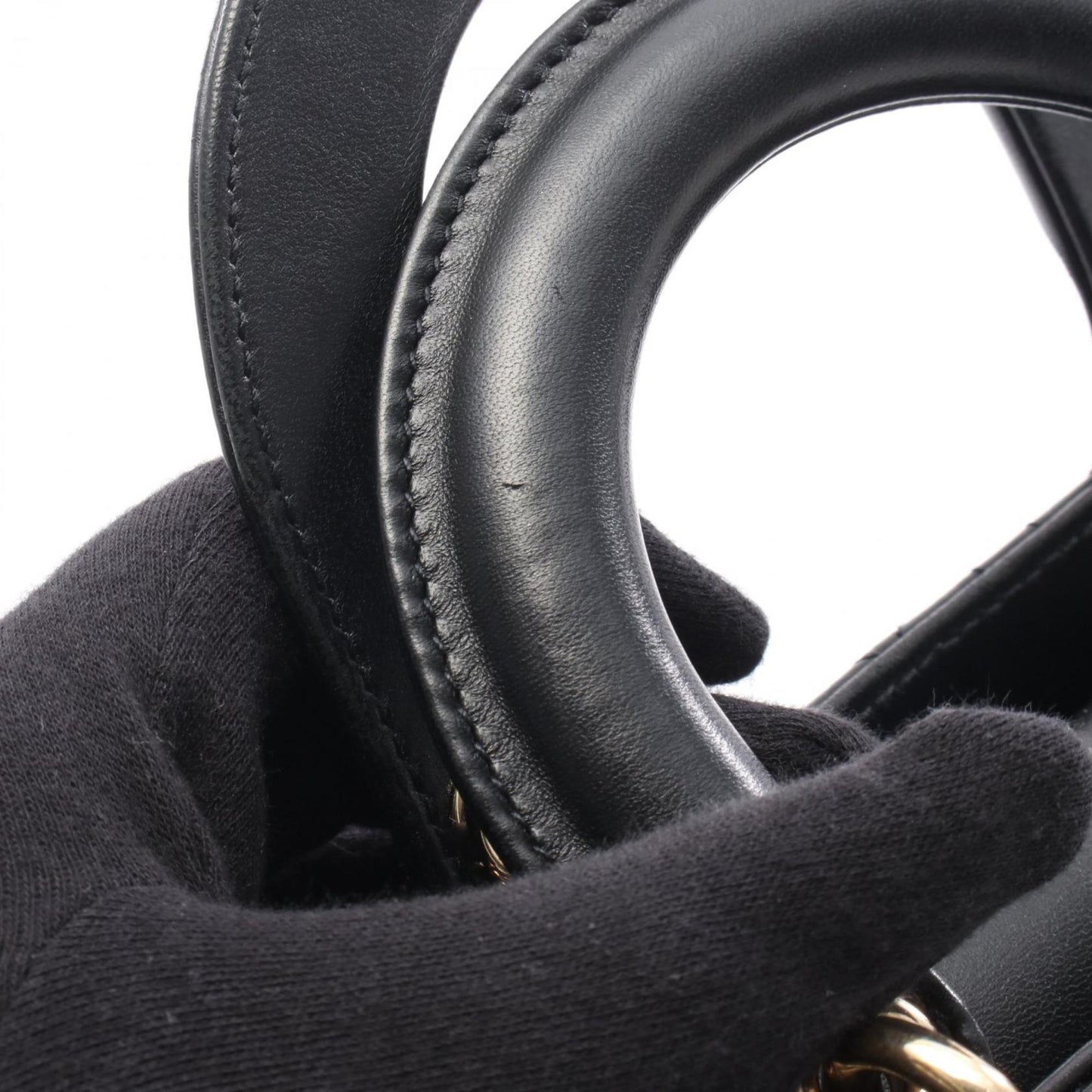 Christian Dior Dior Lady Small Cannage Handbag, Leather, Women's, Black