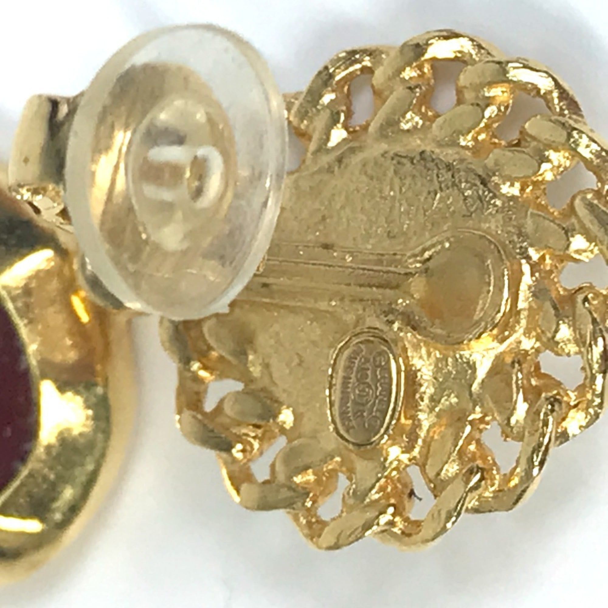 CHANEL CC Coco Mark Color Stone Faux Pearl A18K Earrings GP Women's Gold x Multicolor — Like New