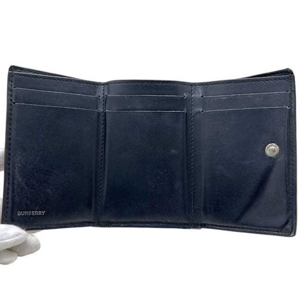 Burberry Tri-fold Wallet ec-24698 Beige Black Nova Check 8095291 Compact PVC Leather ROPELFI71SEE BURBERRY Brown Double Mini for Men and Women Pattern