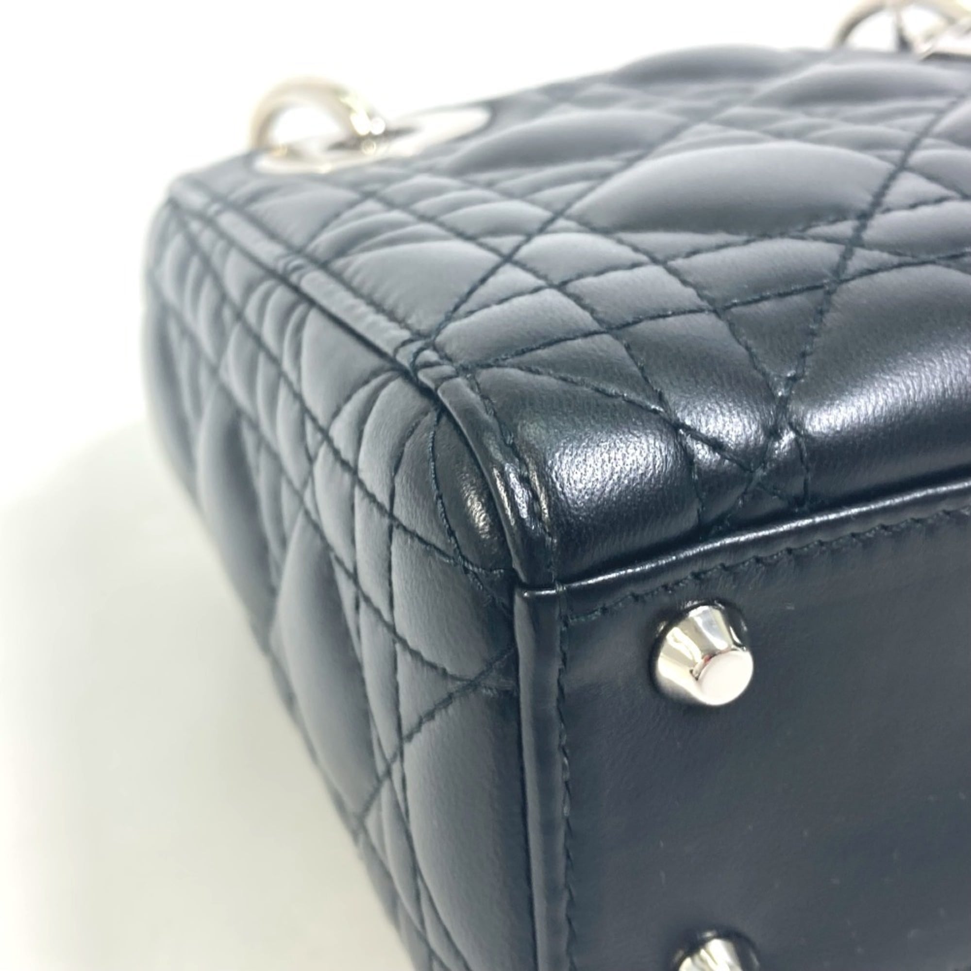 Christian Dior Dior Lady Cannage Shoulder Bag Leather Women's Black — New - Store Return