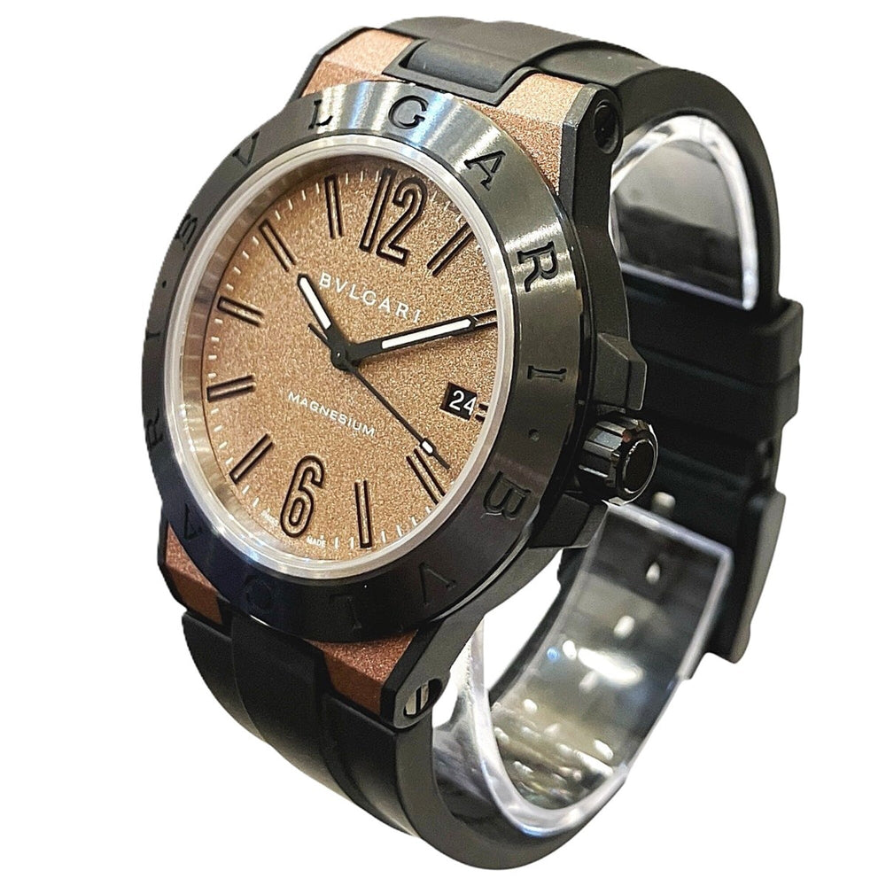 Bulgari Diagono Magnesium Watch, Total Weight 71g, Rubber Strap, Automatic Movement, Brown Dial, DG41SMC — Good