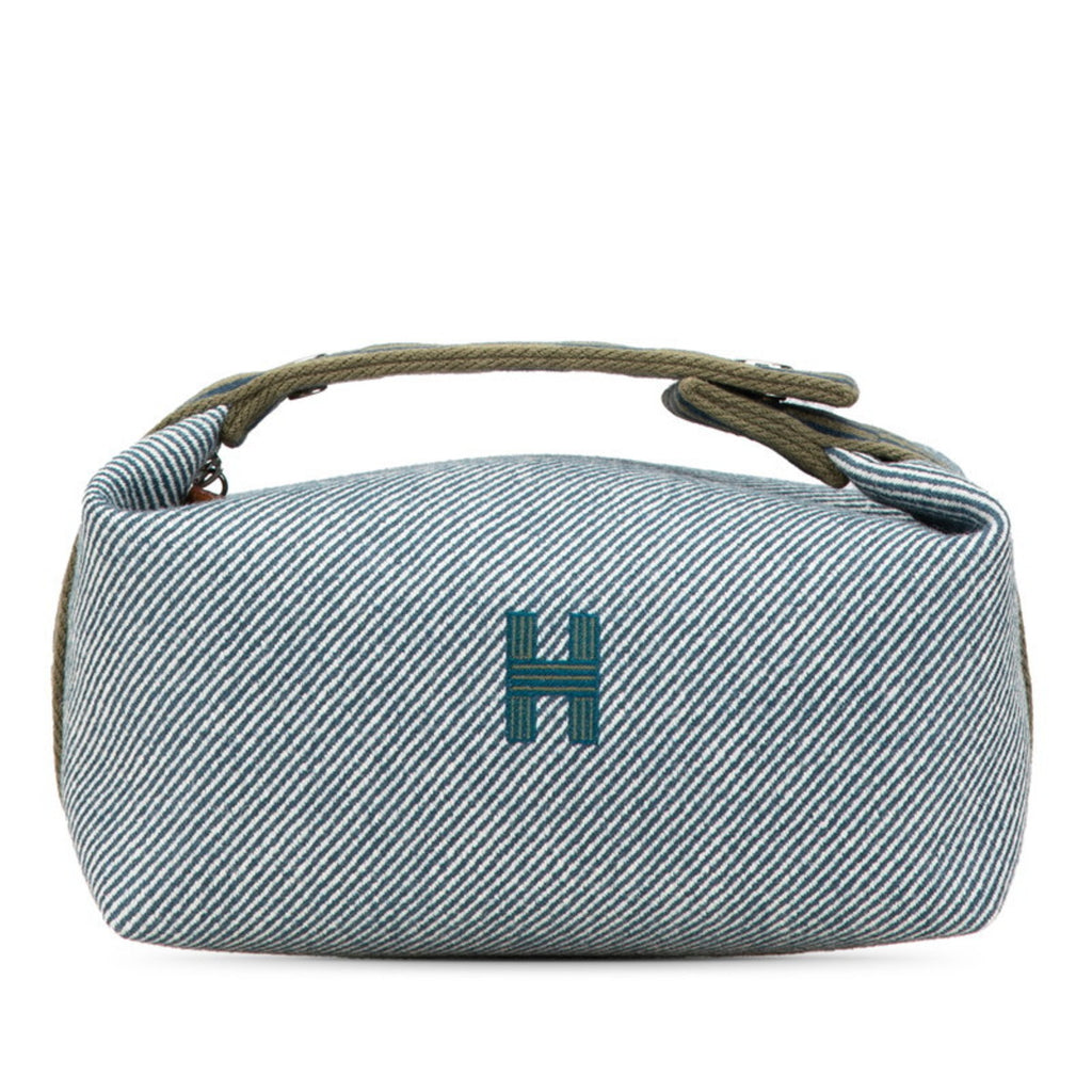 Hermès Bride A Black PM Handbag, Blue Abyss and Green Cotton, Women's, HERMES