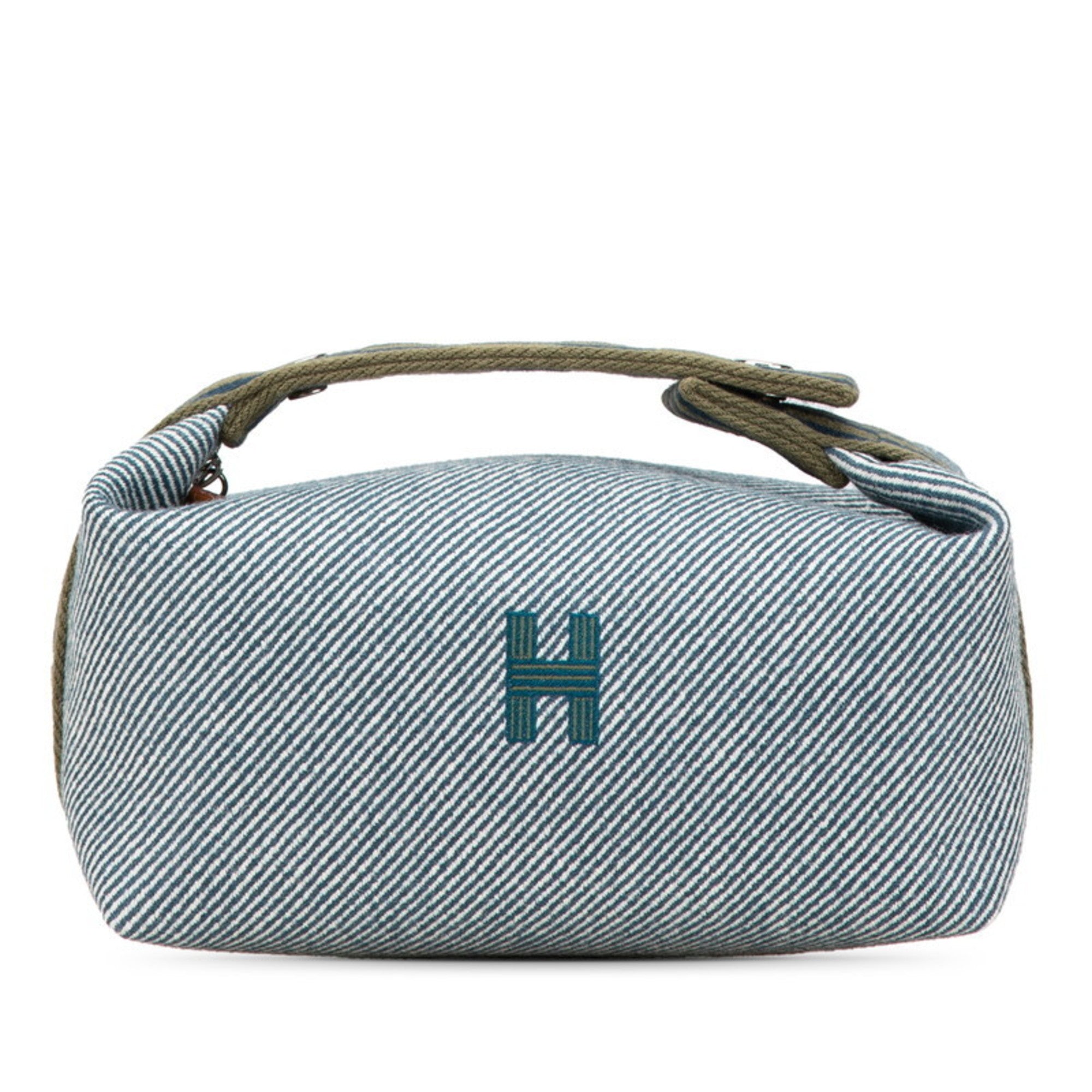 Hermès Bride A Black PM Handbag, Blue Abyss and Green Cotton, Women's, HERMES