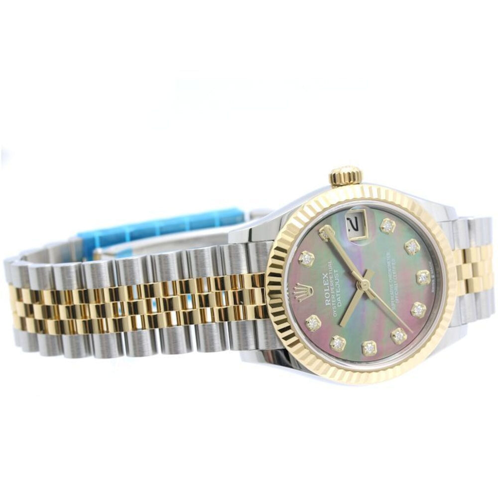 ROLEX Datejust 31 10P Diamond Black Shell 278273NG Random Serial Number Women's Watch SSx18K Yellow Gold 40460 — Like New