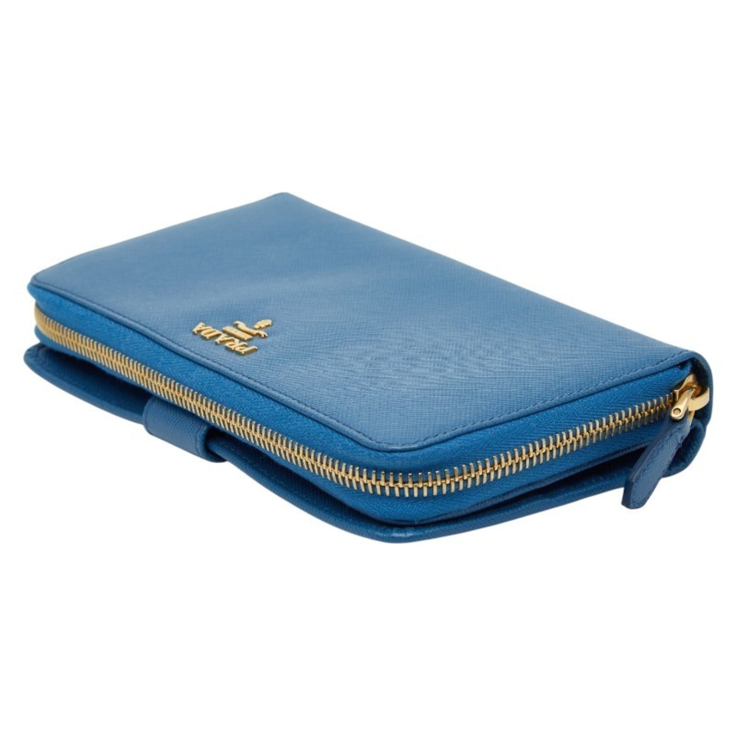 Prada Logo Long Wallet 1M1348 Blue Saffiano Leather Women's PRADA