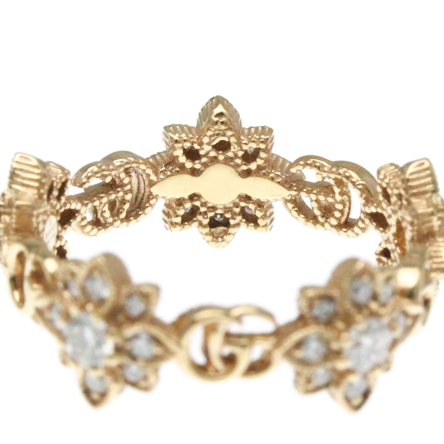 Gucci Flora Diamond Ring Pink Gold (18K) Fashion Diamond Band Ring Pink Gold