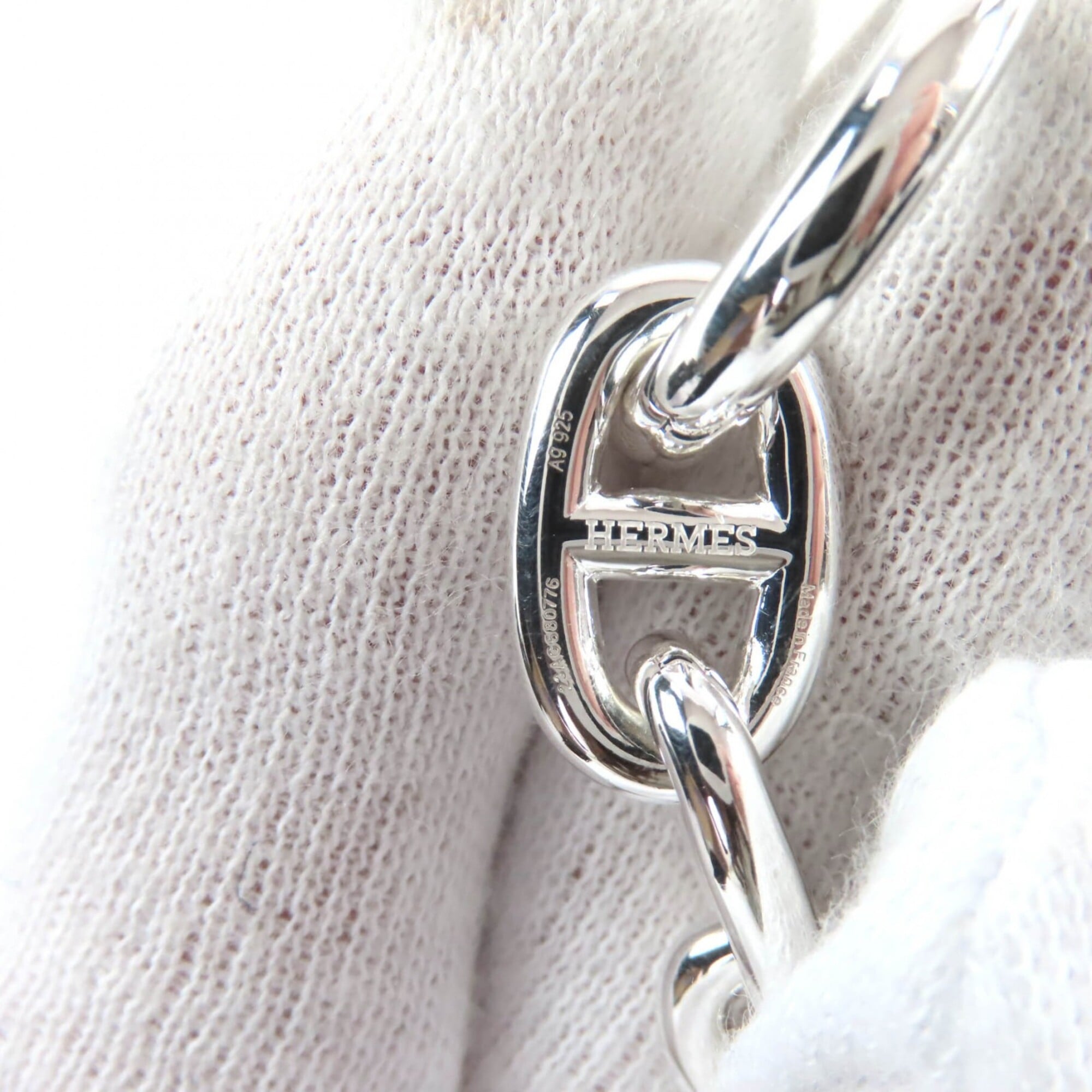 HERMES Chaine d'Ancre MM AG925 Bracelet, 13 links, Silver, Made in France, 2023 model, Weight: 50.05g, Women's — Like New