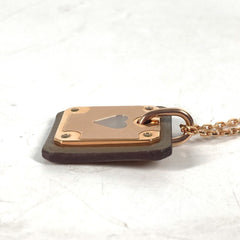 HERMES Hermes Heart Chain Asdukur PM Pendant Necklace Metal Leather Women's Etoupe Gray x Pink Gold Similar E-240605-15 — Like New