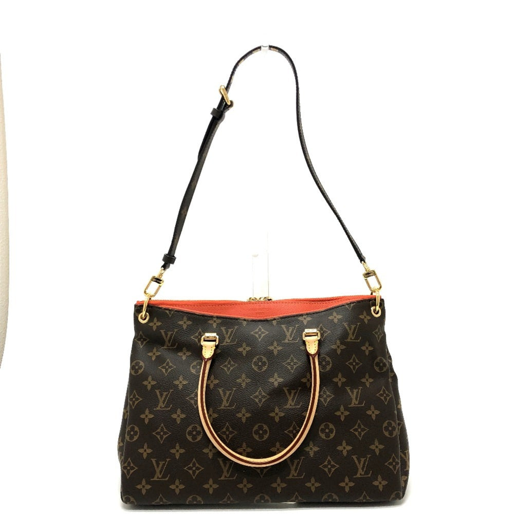 LOUIS VUITTON M41148 Pallas 2WAY Bag Shoulder Handbag Monogram Canvas Women's Brown — Like New