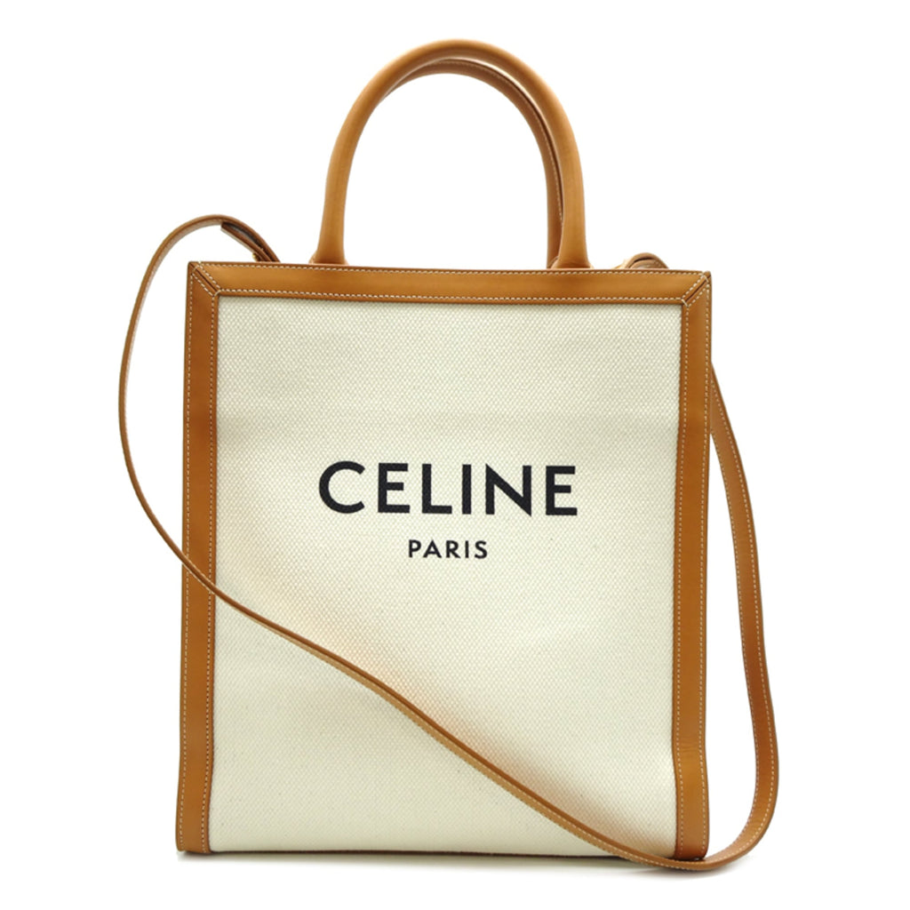 Celine Vertical Cabas Small 2-Way Tote Bag, Women's/Men's, 192082, Coated Canvas, White