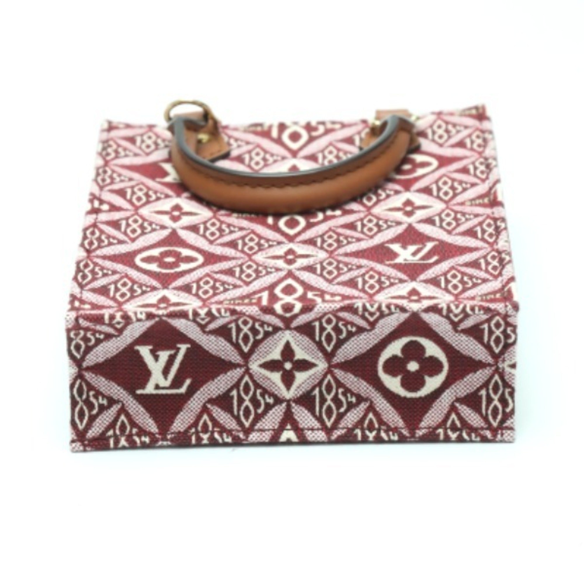 LOUIS VUITTON Petit Sac Pla Jacquard Leather Monogram Louis Vuitton Red Shoulder Bag LV — Like New