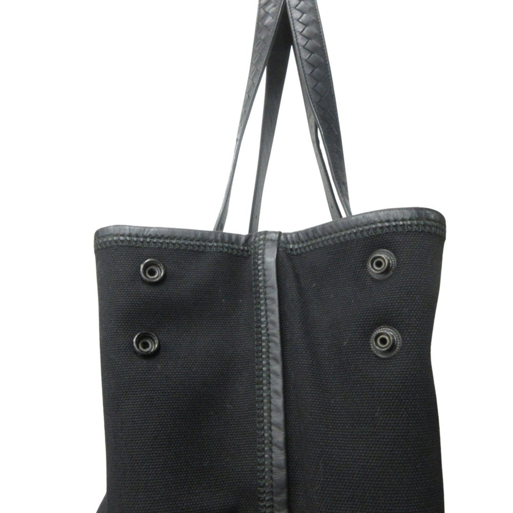 BOTTEGA VENETA Vernice Intreccia Tote Bag in Leather and Canvas, Black, for Men Women