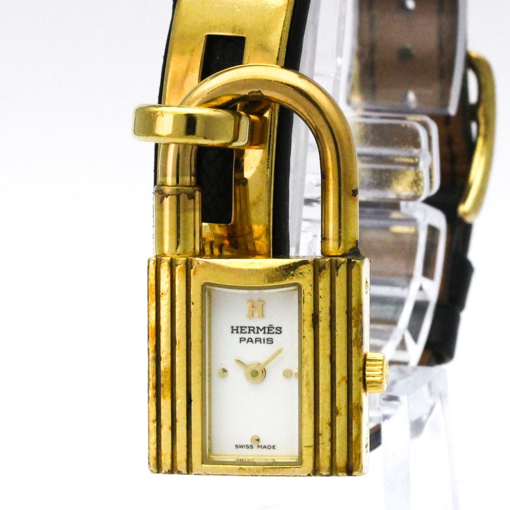 HERMES Kelly Watch Gold Plated Leather Quartz Ladies Watch — Good